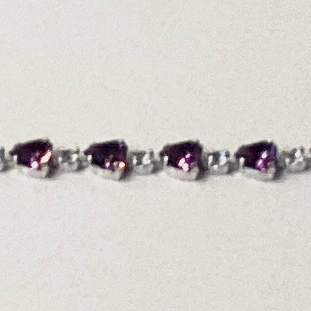 Sparkling Purple & Crystal Rhinestone 7” Silver Tone Bracelet - Picture 5 of 5